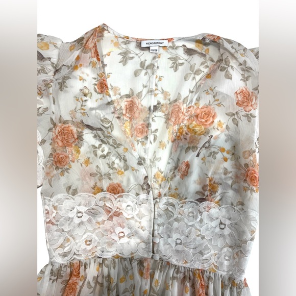 WeWoreWhat Lace Floral Duster‎ Cottagecore Prairie Lingerie Swim Cover Up Dress - Picture 15 of 16